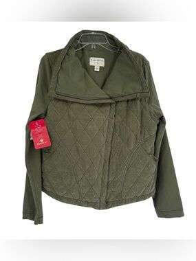 Evereve/ Marrakech Quilted Phoebe Asymmetrical jacket size Large NWT Green